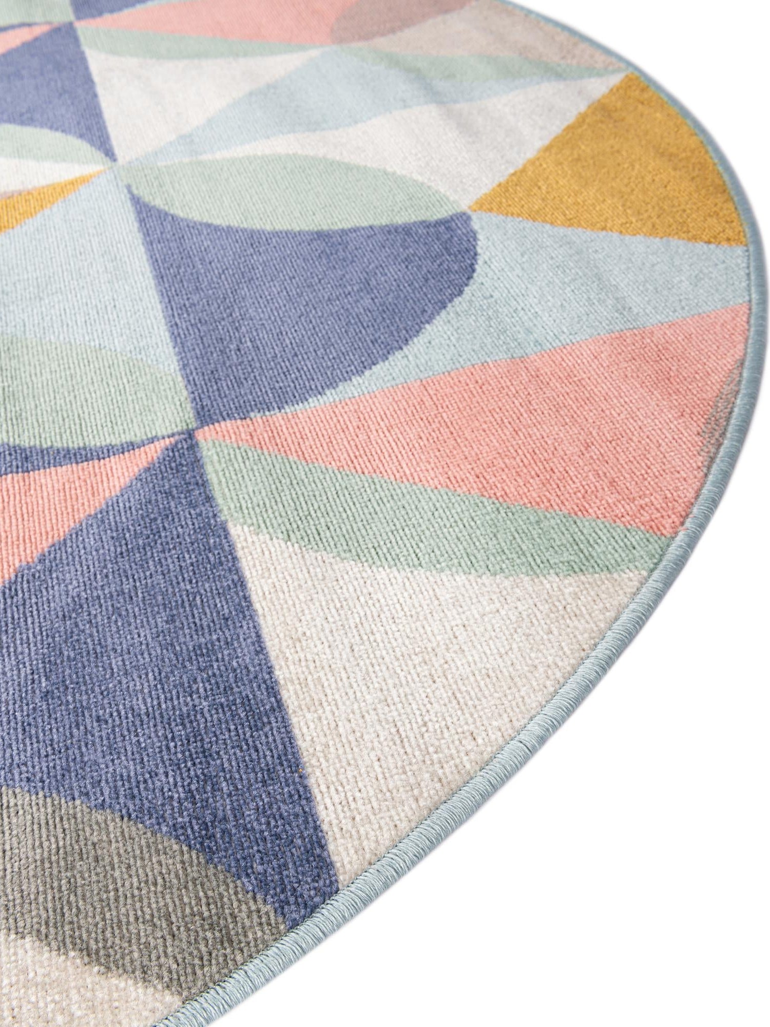 Multicolor 3' 3 x 3' 3 Lotus Round Area Rug 100% Polypropylene Modern Contemporary Colorful Carpet Easy Clean for Living Room, Kitchen, Dining, Office for Sale at Rug Engine