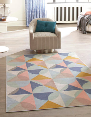 Multicolor 2' 2 x 3' Lotus Rectangle Area Rug 100% Polypropylene Modern Contemporary Colorful Carpet Easy Clean for Living Room, Kitchen, Dining, Office for Sale at Rug Engine