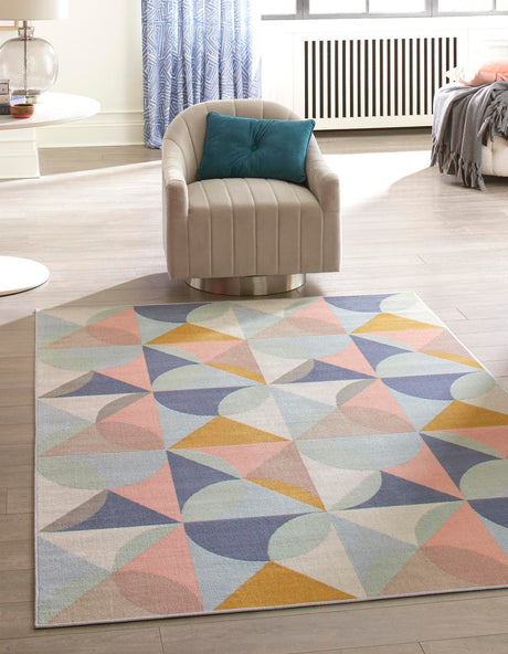 Multicolor 2' 2 x 3' Lotus Rectangle Area Rug 100% Polypropylene Modern Contemporary Colorful Carpet Easy Clean for Living Room, Kitchen, Dining, Office for Sale at Rug Engine