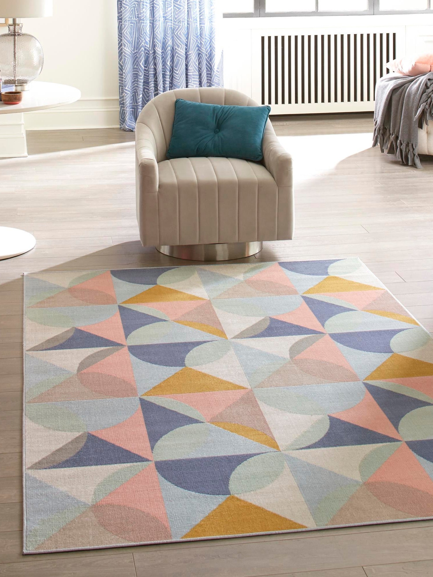 Multicolor 1' 4 x 1' 4 Lotus Sample Area Rug 100% Polypropylene Modern Contemporary Colorful Carpet Easy Clean for Living Room, Kitchen, Dining, Office for Sale at Rug Engine