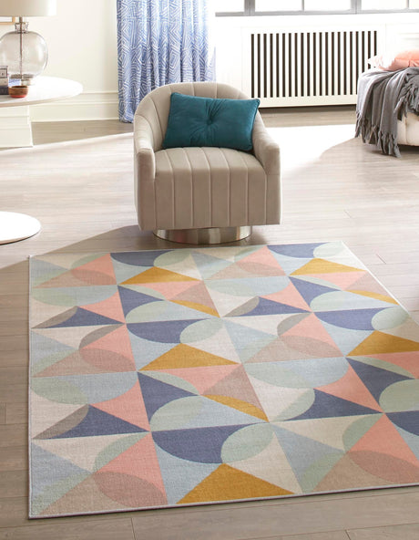 Multicolor 1' 4 x 1' 4 Lotus Sample Area Rug 100% Polypropylene Modern Contemporary Colorful Carpet Easy Clean for Living Room, Kitchen, Dining, Office for Sale at Rug Engine