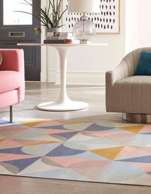 Multicolor 2' 2 x 3' Lotus Rectangle Area Rug 100% Polypropylene Modern Contemporary Colorful Carpet Easy Clean for Living Room, Kitchen, Dining, Office for Sale at Rug Engine
