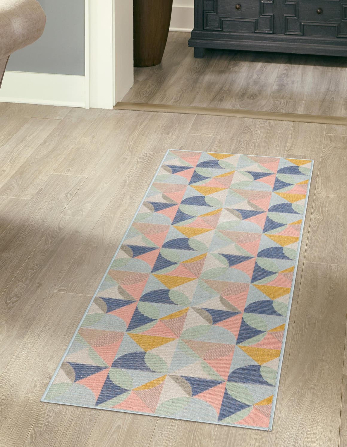 Multicolor 2' x 10' Lotus Runner Area Rug 100% Polypropylene Modern Contemporary Colorful Carpet Easy Clean for Living Room, Kitchen, Dining, Office for Sale at Rug Engine