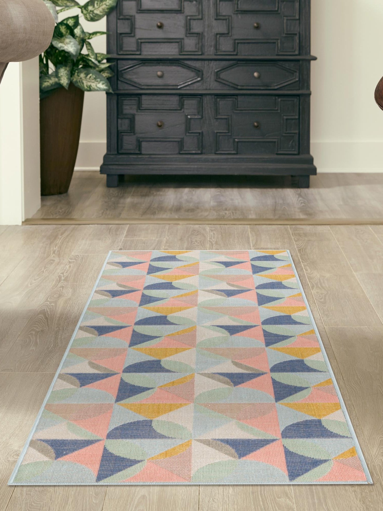 Multicolor 2' x 6' Lotus Runner Area Rug 100% Polypropylene Modern Contemporary Colorful Carpet Easy Clean for Living Room, Kitchen, Dining, Office for Sale at Rug Engine