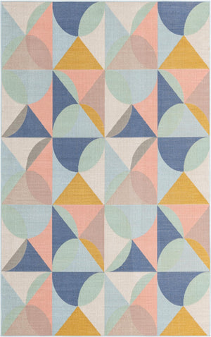 Multicolor 1' 4 x 1' 4 Lotus Sample Area Rug 100% Polypropylene Modern Contemporary Colorful Carpet Easy Clean for Living Room, Kitchen, Dining, Office for Sale at Rug Engine