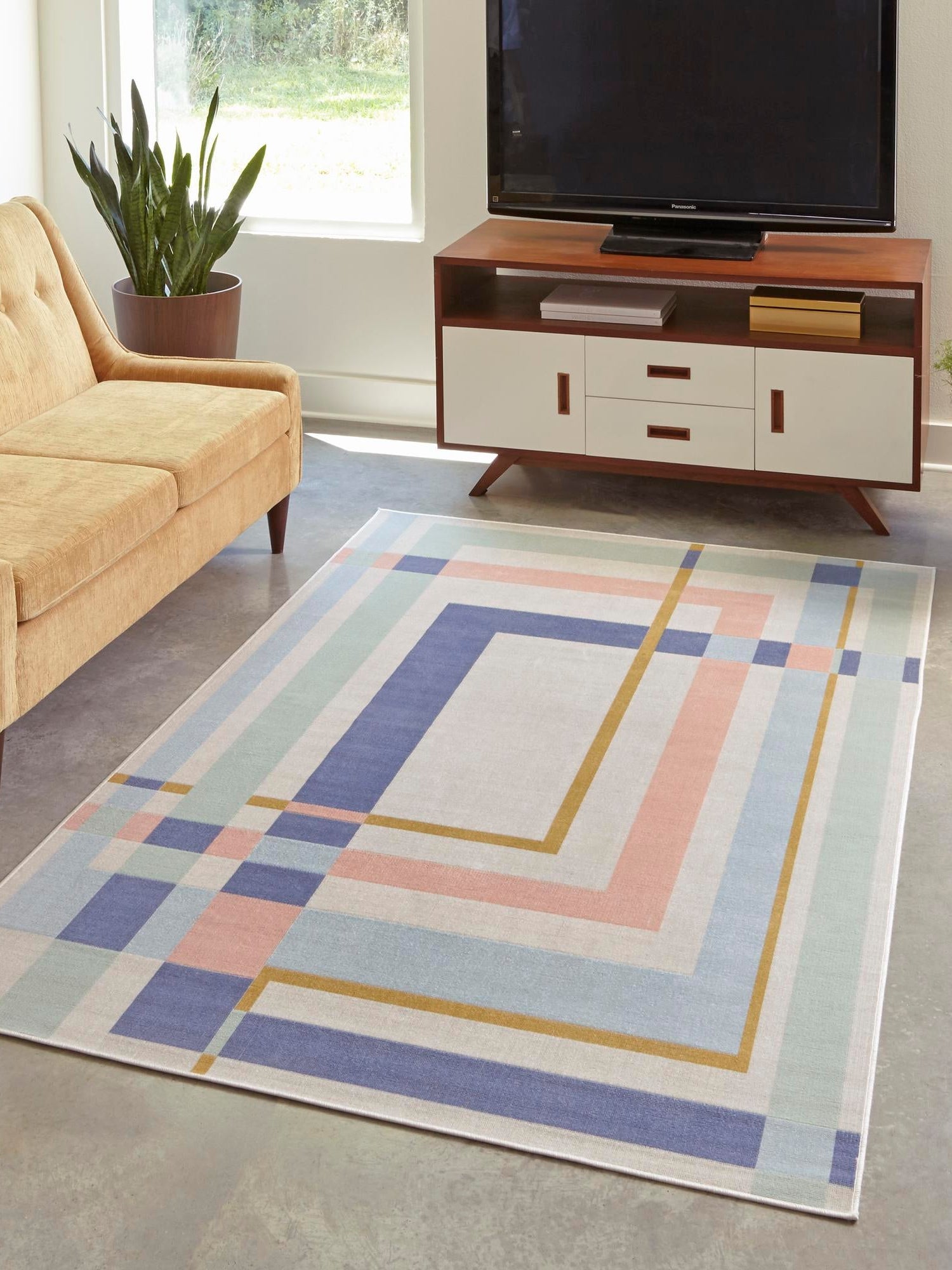Multicolor 1' 4 x 1' 4 Lotus Sample Area Rug 100% Polypropylene Modern Contemporary Colorful Carpet Easy Clean for Living Room, Kitchen, Dining, Office for Sale at Rug Engine
