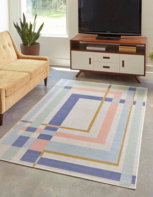 Multicolor 1' 4 x 1' 4 Lotus Sample Area Rug 100% Polypropylene Modern Contemporary Colorful Carpet Easy Clean for Living Room, Kitchen, Dining, Office for Sale at Rug Engine