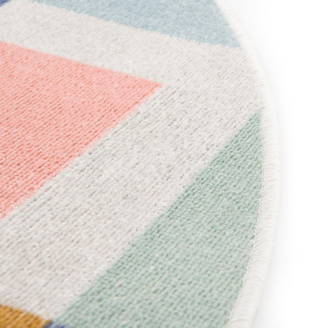 Multicolor 3' 3 x 3' 3 Lotus Round Area Rug 100% Polypropylene Modern Contemporary Colorful Carpet Easy Clean for Living Room, Kitchen, Dining, Office for Sale at Rug Engine