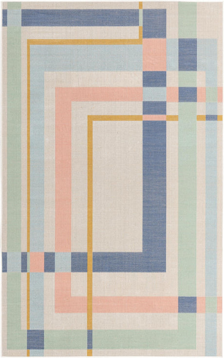 Multicolor 1' 4 x 1' 4 Lotus Sample Area Rug 100% Polypropylene Modern Contemporary Colorful Carpet Easy Clean for Living Room, Kitchen, Dining, Office for Sale at Rug Engine