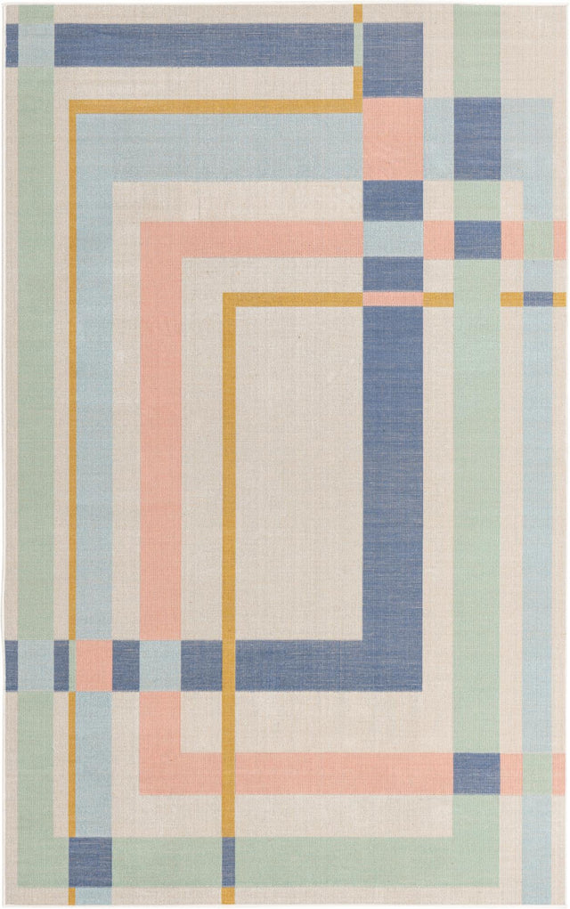Multicolor 1' 4 x 1' 4 Lotus Sample Area Rug 100% Polypropylene Modern Contemporary Colorful Carpet Easy Clean for Living Room, Kitchen, Dining, Office for Sale at Rug Engine
