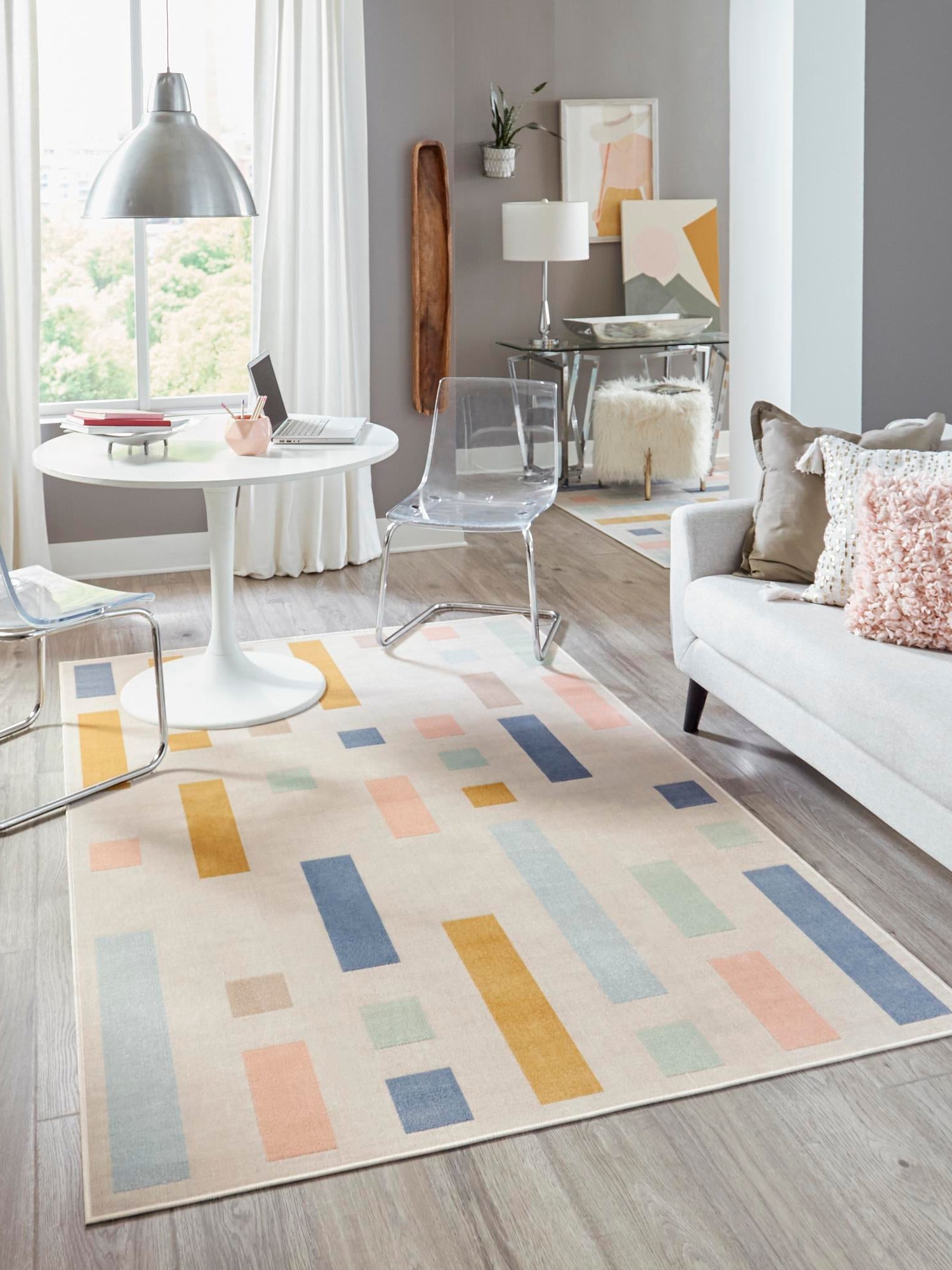 Multicolor 1' 4 x 1' 4 Lotus Sample Area Rug 100% Polypropylene Modern Contemporary Colorful Carpet Easy Clean for Living Room, Kitchen, Dining, Office for Sale at Rug Engine