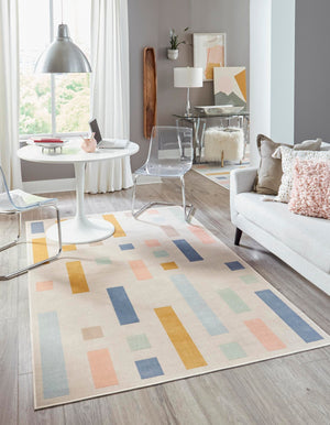 Multicolor 1' 4 x 1' 4 Lotus Sample Area Rug 100% Polypropylene Modern Contemporary Colorful Carpet Easy Clean for Living Room, Kitchen, Dining, Office for Sale at Rug Engine