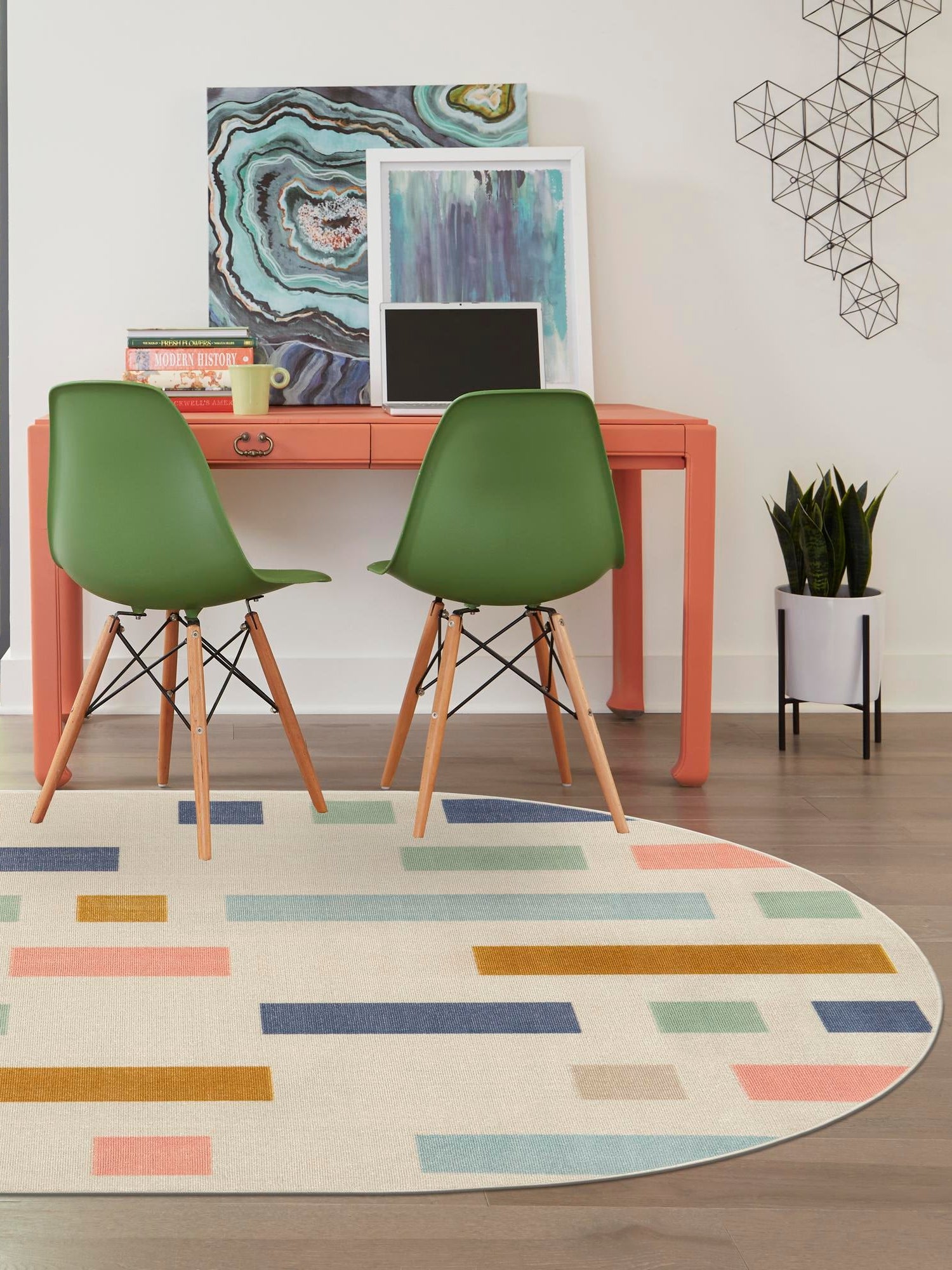 Multicolor 8' x 10' Lotus Oval Area Rug 100% Polypropylene Modern Contemporary Colorful Carpet Easy Clean for Living Room, Kitchen, Dining, Office for Sale at Rug Engine