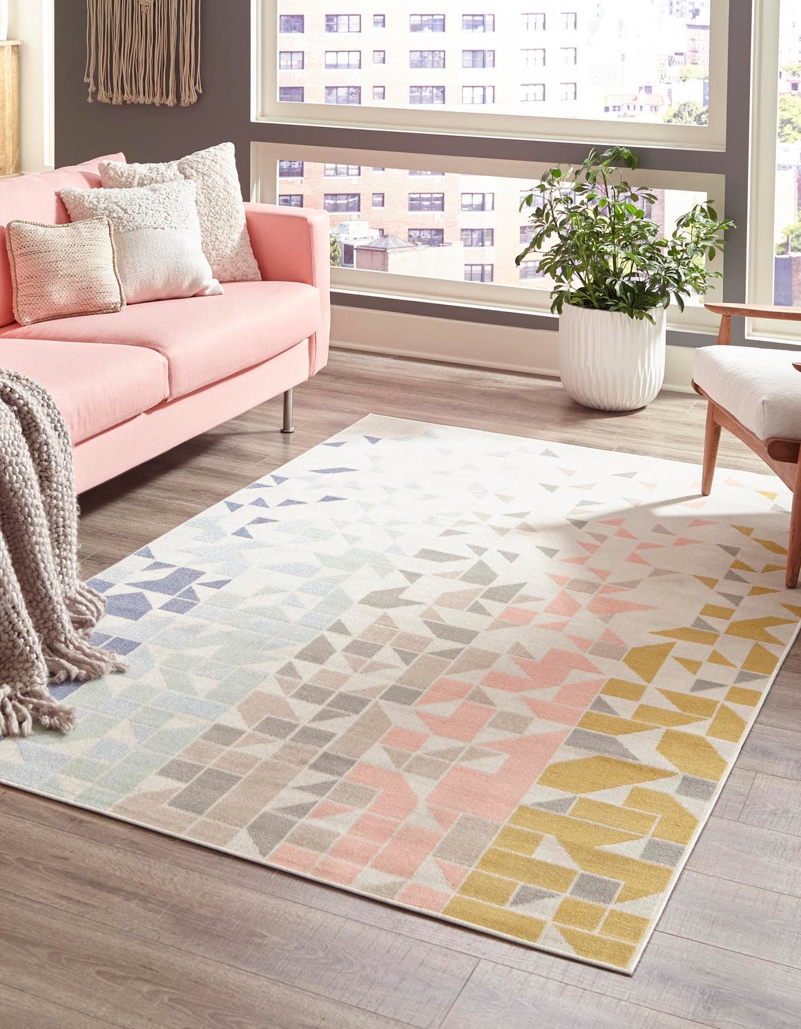 Multicolor 9' x 12' Lotus Rectangle Area Rug 100% Polypropylene Modern Contemporary Colorful Carpet Easy Clean for Living Room, Kitchen, Dining, Office for Sale at Rug Engine