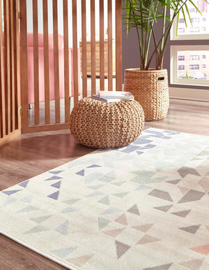 Multicolor 5' x 5' Lotus Square Area Rug 100% Polypropylene Modern Contemporary Colorful Carpet Easy Clean for Living Room, Kitchen, Dining, Office for Sale at Rug Engine