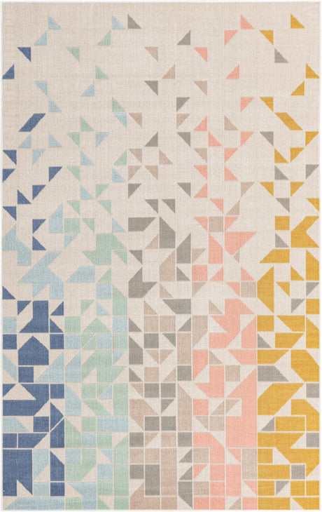 Multicolor 1' 4 x 1' 4 Lotus Sample Area Rug 100% Polypropylene Modern Contemporary Colorful Carpet Easy Clean for Living Room, Kitchen, Dining, Office for Sale at Rug Engine