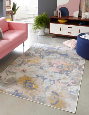 Multicolor 1' 4 x 1' 4 Lotus Sample Area Rug 100% Polypropylene Modern Contemporary Colorful Carpet Easy Clean for Living Room, Kitchen, Dining, Office for Sale at Rug Engine
