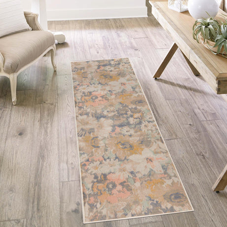 Multicolor 2' x 10' Lotus Runner Area Rug 100% Polypropylene Modern Contemporary Colorful Carpet Easy Clean for Living Room, Kitchen, Dining, Office for Sale at Rug Engine