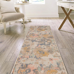 Multicolor 2' x 10' Lotus Runner Area Rug 100% Polypropylene Modern Contemporary Colorful Carpet Easy Clean for Living Room, Kitchen, Dining, Office for Sale at Rug Engine