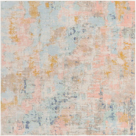 Multicolor 6' x 6' Lotus Square Area Rug 100% Polypropylene Modern Contemporary Colorful Carpet Easy Clean for Living Room, Kitchen, Dining, Office for Sale at Rug Engine