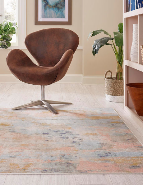 Multicolor 2' 2 x 3' Lotus Rectangle Area Rug 100% Polypropylene Modern Contemporary Colorful Carpet Easy Clean for Living Room, Kitchen, Dining, Office for Sale at Rug Engine