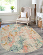 Multicolor 5' x 8' Lotus Oval Area Rug 100% Polypropylene Modern Contemporary Colorful Carpet Easy Clean for Living Room, Kitchen, Dining, Office for Sale at Rug Engine