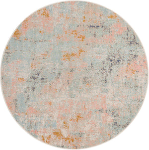 Multicolor 5' x 5' Lotus Round Area Rug 100% Polypropylene Modern Contemporary Colorful Carpet Easy Clean for Living Room, Kitchen, Dining, Office for Sale at Rug Engine
