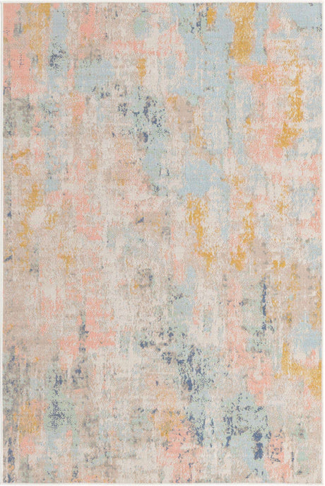 Multicolor 4' 1 x 6' 1 Lotus Rectangle Area Rug 100% Polypropylene Modern Contemporary Colorful Carpet Easy Clean for Living Room, Kitchen, Dining, Office for Sale at Rug Engine