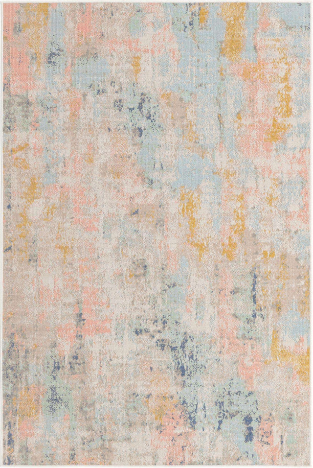 Multicolor 4' 1 x 6' 1 Lotus Rectangle Area Rug 100% Polypropylene Modern Contemporary Colorful Carpet Easy Clean for Living Room, Kitchen, Dining, Office for Sale at Rug Engine