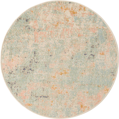 Multicolor 3' 3 x 3' 3 Lotus Round Area Rug 100% Polypropylene Modern Contemporary Colorful Carpet Easy Clean for Living Room, Kitchen, Dining, Office for Sale at Rug Engine