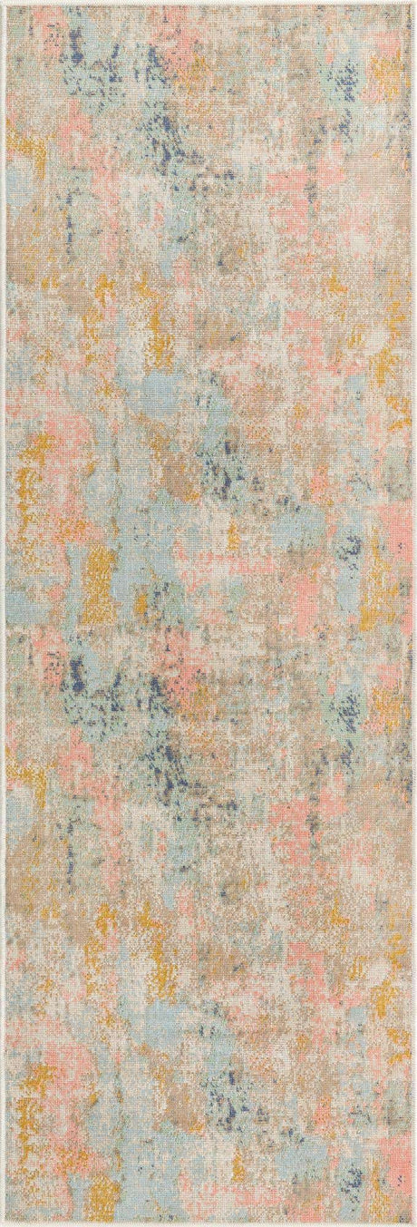 Multicolor 2' x 6' Lotus Runner Area Rug 100% Polypropylene Modern Contemporary Colorful Carpet Easy Clean for Living Room, Kitchen, Dining, Office for Sale at Rug Engine