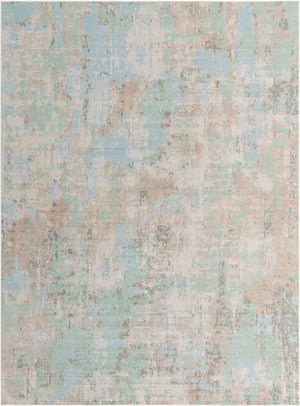 Teal 9' x 12' Lotus Rectangle Area Rug 100% Polypropylene Modern Contemporary Colorful Carpet Easy Clean for Living Room, Kitchen, Dining, Office for Sale at Rug Engine