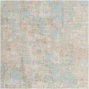 Teal 7' 10 x 7' 10 Lotus Square Area Rug 100% Polypropylene Modern Contemporary Colorful Carpet Easy Clean for Living Room, Kitchen, Dining, Office for Sale at Rug Engine