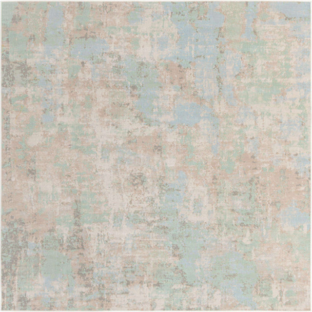 Teal 7' 10 x 7' 10 Lotus Square Area Rug 100% Polypropylene Modern Contemporary Colorful Carpet Easy Clean for Living Room, Kitchen, Dining, Office for Sale at Rug Engine