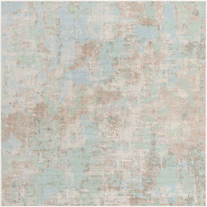 Teal 6' x 6' Lotus Square Area Rug 100% Polypropylene Modern Contemporary Colorful Carpet Easy Clean for Living Room, Kitchen, Dining, Office for Sale at Rug Engine