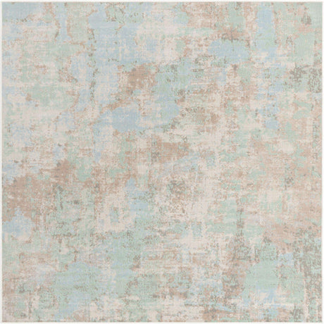 Teal 6' x 6' Lotus Square Area Rug 100% Polypropylene Modern Contemporary Colorful Carpet Easy Clean for Living Room, Kitchen, Dining, Office for Sale at Rug Engine