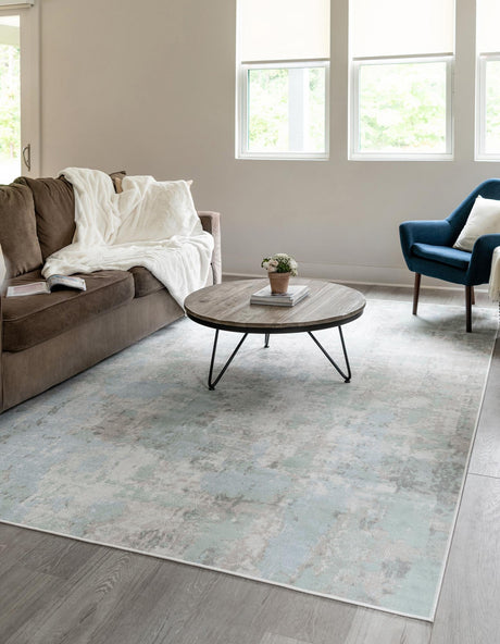 Teal 4' x 6' Lotus Rectangle Area Rug 100% Polypropylene Modern Contemporary Colorful Carpet Easy Clean for Living Room, Kitchen, Dining, Office for Sale at Rug Engine