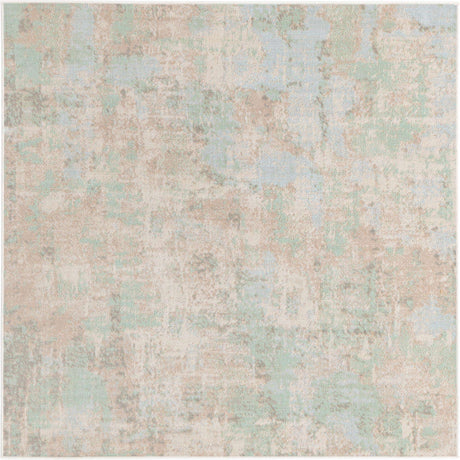 Teal 5' x 5' Lotus Square Area Rug 100% Polypropylene Modern Contemporary Colorful Carpet Easy Clean for Living Room, Kitchen, Dining, Office for Sale at Rug Engine