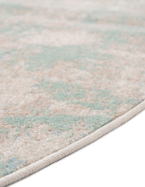 Teal 3' 3 x 3' 3 Lotus Round Area Rug 100% Polypropylene Modern Contemporary Colorful Carpet Easy Clean for Living Room, Kitchen, Dining, Office for Sale at Rug Engine