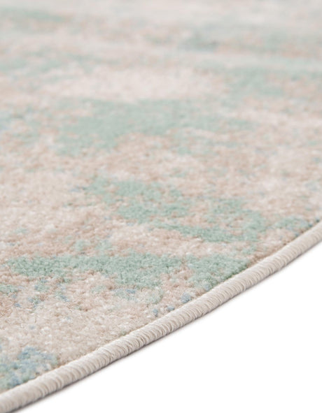 Teal 3' 3 x 3' 3 Lotus Round Area Rug 100% Polypropylene Modern Contemporary Colorful Carpet Easy Clean for Living Room, Kitchen, Dining, Office for Sale at Rug Engine