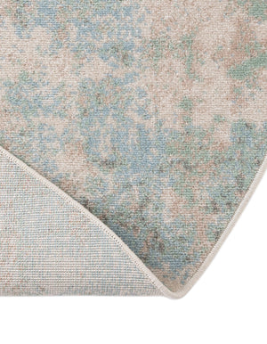 Teal 3' 3 x 3' 3 Lotus Round Area Rug 100% Polypropylene Modern Contemporary Colorful Carpet Easy Clean for Living Room, Kitchen, Dining, Office for Sale at Rug Engine