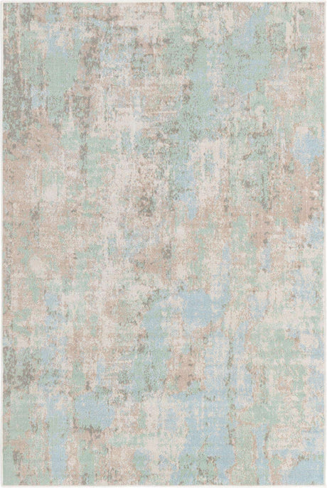 Teal 4' x 6' Lotus Rectangle Area Rug 100% Polypropylene Modern Contemporary Colorful Carpet Easy Clean for Living Room, Kitchen, Dining, Office for Sale at Rug Engine