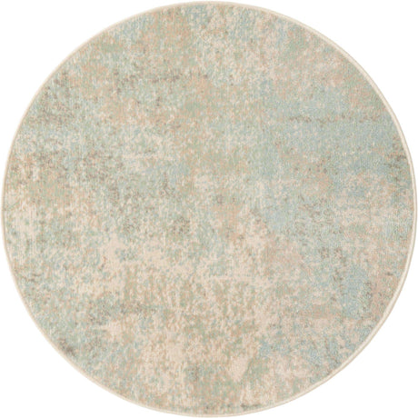 Teal 3' 3 x 3' 3 Lotus Round Area Rug 100% Polypropylene Modern Contemporary Colorful Carpet Easy Clean for Living Room, Kitchen, Dining, Office for Sale at Rug Engine