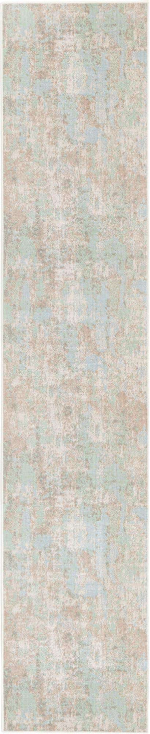 Teal 2' x 10' Lotus Runner Area Rug 100% Polypropylene Modern Contemporary Colorful Carpet Easy Clean for Living Room, Kitchen, Dining, Office for Sale at Rug Engine