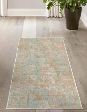 Teal 2' x 8' Lotus Runner Area Rug 100% Polypropylene Modern Contemporary Colorful Carpet Easy Clean for Living Room, Kitchen, Dining, Office for Sale at Rug Engine