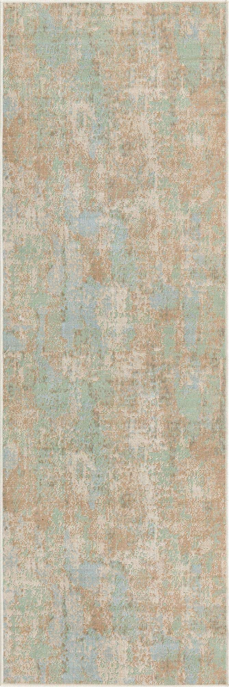 Teal 2' x 6' Lotus Runner Area Rug 100% Polypropylene Modern Contemporary Colorful Carpet Easy Clean for Living Room, Kitchen, Dining, Office for Sale at Rug Engine