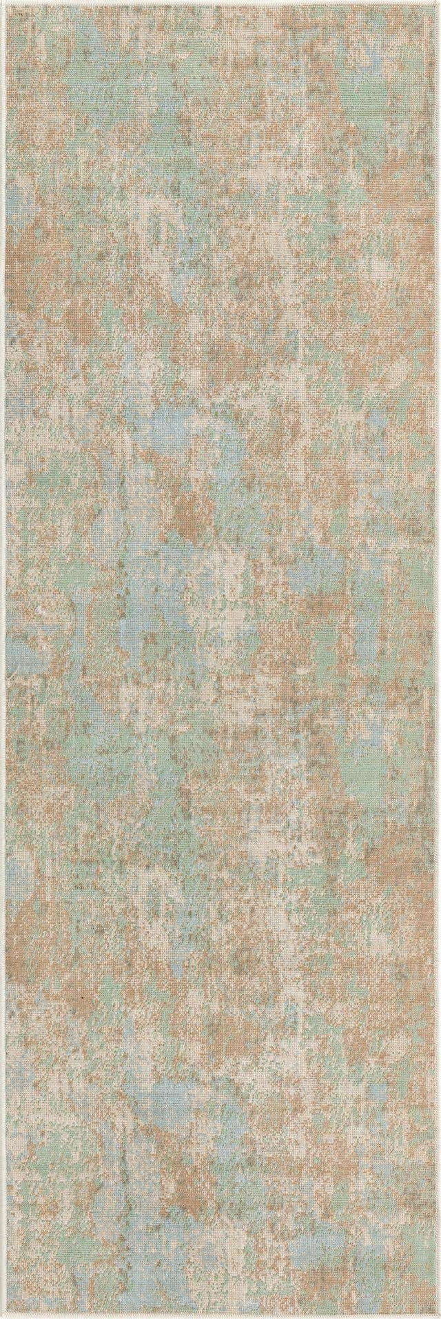 Teal 2' x 6' Lotus Runner Area Rug 100% Polypropylene Modern Contemporary Colorful Carpet Easy Clean for Living Room, Kitchen, Dining, Office for Sale at Rug Engine
