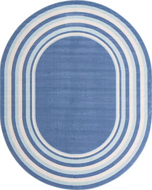 Blue 8' x 10' Lotus Oval Area Rug 100% Polypropylene Modern Contemporary Colorful Carpet Easy Clean for Living Room, Kitchen, Dining, Office for Sale at Rug Engine