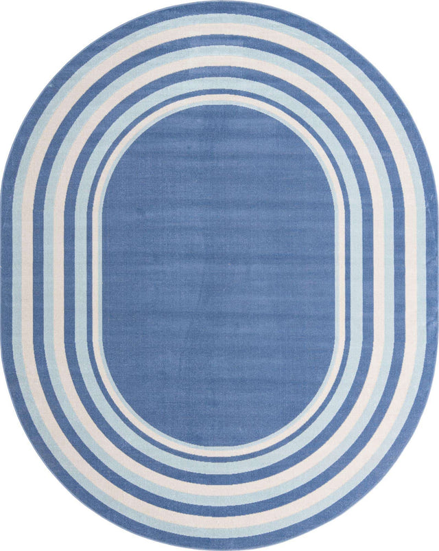 Blue 8' x 10' Lotus Oval Area Rug 100% Polypropylene Modern Contemporary Colorful Carpet Easy Clean for Living Room, Kitchen, Dining, Office for Sale at Rug Engine
