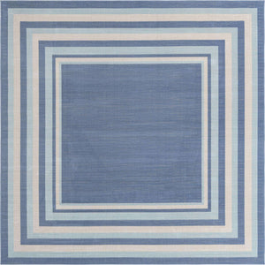 Blue 8' x 8' Lotus Square Area Rug 100% Polypropylene Modern Contemporary Colorful Carpet Easy Clean for Living Room, Kitchen, Dining, Office for Sale at Rug Engine